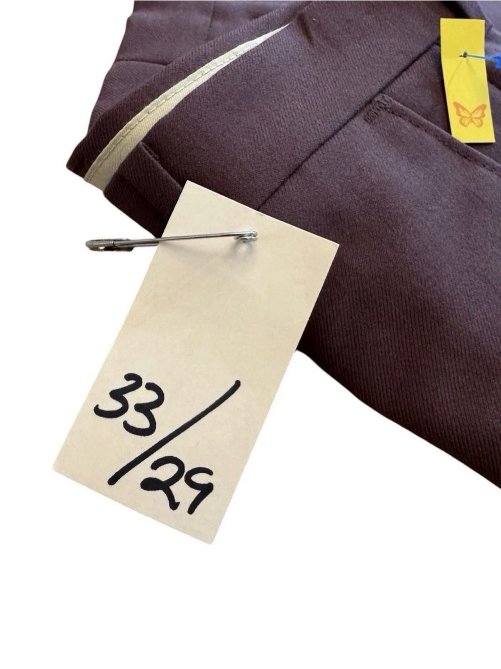 TV CLOTHES! PRODUCTION-WORN STUDIO WARDROBE TAG 33 western disco chocolate brown